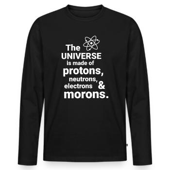 L’Univers est fait de protons, de neutrornes - T-shirt manches longues Premium bio Homme - noir - Devant - Nico (187cm)