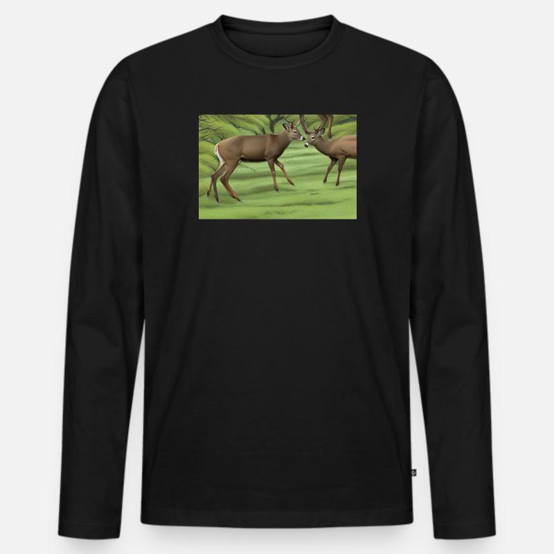 Hirsche Hirsche - Männer Premium Bio Langarmshirt - Schwarz