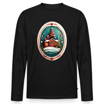Cabane de Noël - T-shirt manches longues Premium bio Homme - noir - Devant - Nico (187cm)