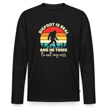 Bigfoot est réel et il a essayé de manger mon - T-shirt manches longues Premium bio Homme - noir - Devant - Nico (187cm)