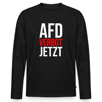 AFD VERBOT JETZT - Männer Premium Bio Langarmshirt - Schwarz - Vorne - Nico (187cm)