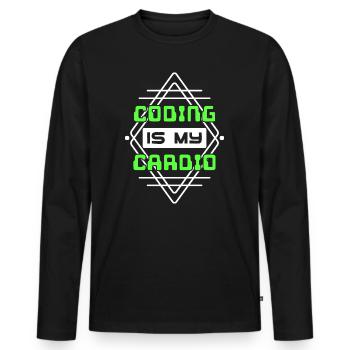 Développeur Script de code Développeur Web - T-shirt manches longues Premium bio Homme - noir - Devant - Nico (187cm)