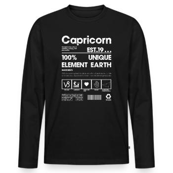 Capricorne Terrestre 100 % Élément - T-shirt manches longues Premium bio Homme - noir - Devant - Nico (187cm)