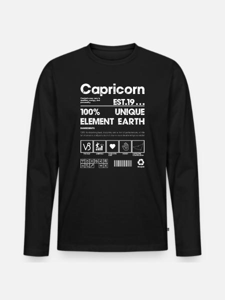 Steinbock erdgebunden 100% Element - Männer Premium Bio Langarmshirt - Schwarz