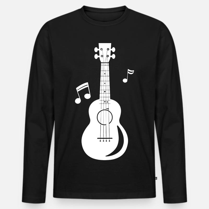 Ukulele Grafik - Männer Premium Bio Langarmshirt - Schwarz