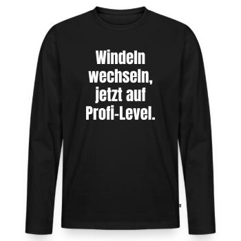 Windeln wechseln, jetzt auf Profi-Level. - Männer Premium Bio Langarmshirt - Schwarz - Vorne - Nico (187cm)