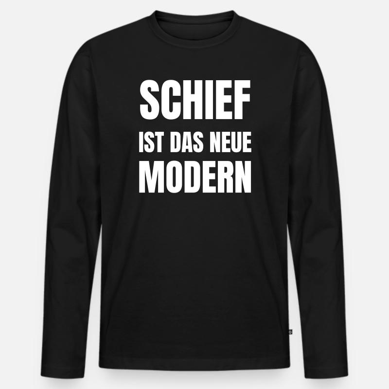 Schief ist das neue Modern. - Männer Premium Bio Langarmshirt - Schwarz