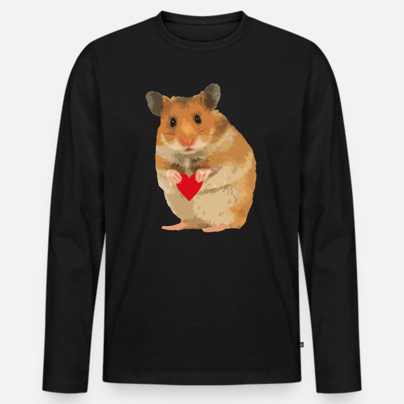 Hamster Menno mit Herz - Männer Premium Bio Langarmshirt - Schwarz