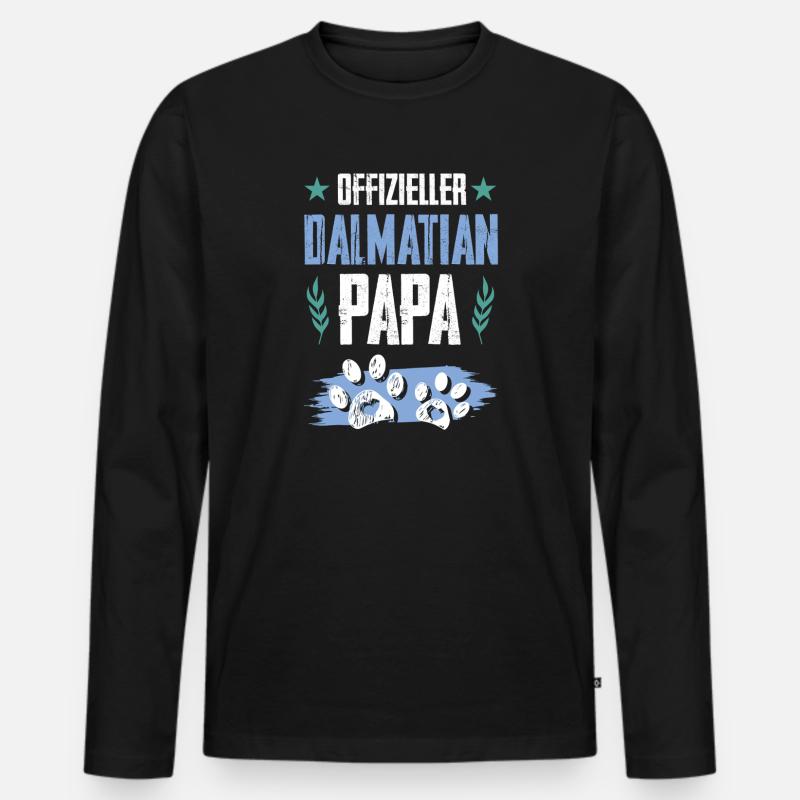dalmatiner hunde papa - Männer Premium Bio Langarmshirt - Schwarz