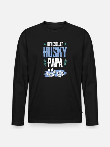 husky dog dad - Men's Premium Organic Long Sleeve Shirt - black