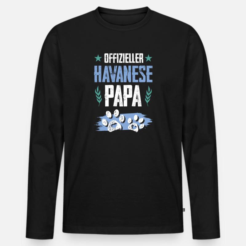 havanese hunde papa - Männer Premium Bio Langarmshirt - Schwarz