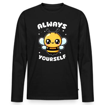 Kawaii Bee Always Yourself - Men's Premium Organic Long Sleeve Shirt - black - Front - Nico (187cm)