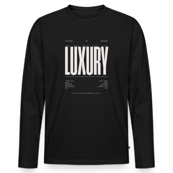 Typographie majuscule de luxe - T-shirt manches longues Premium bio Homme - noir - Devant - Nico (187cm)