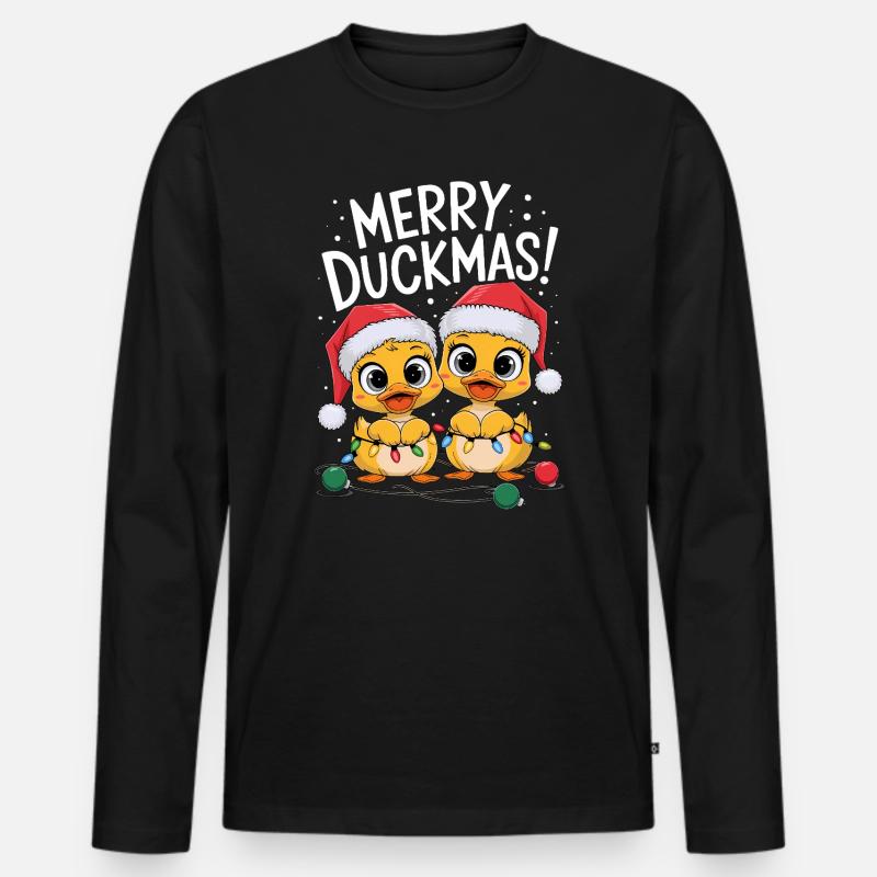 Ente Weihnachtspullover Enten Weihnachten Duckmas - Männer Premium Bio Langarmshirt - Schwarz