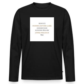 Pudding mit der Gabel - Männer Premium Bio Langarmshirt - Schwarz - Vorne - Nico (187cm)