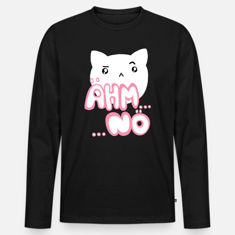 Ähm nö Kawaii Katze rosa - Männer Premium Bio Langarmshirt - Schwarz