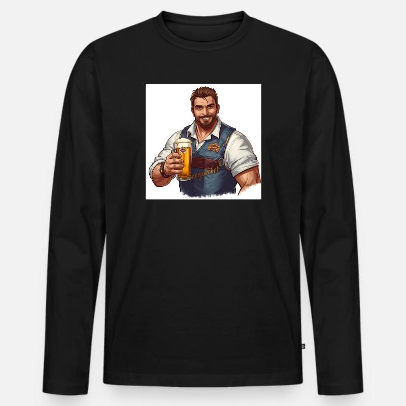 Bierheld im Trachtenlook - Männer Premium Bio Langarmshirt - Schwarz
