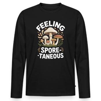 Feeling Spore-taneous Funny Mycology - Männer Premium Bio Langarmshirt - Schwarz - Vorne - Nico (187cm)