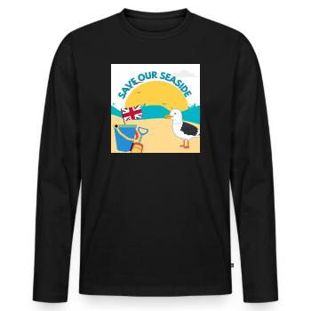 Save Our Seaside Illustration - Men's Premium Organic Long Sleeve Shirt - black - Front - Nico (187cm)