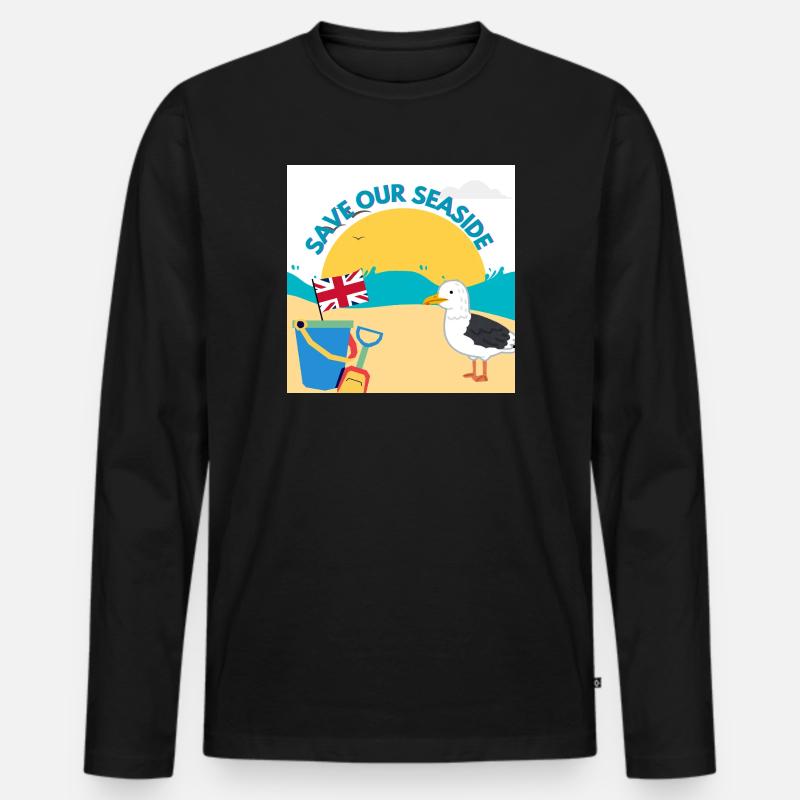 Rettet unsere Küstenillustration - Männer Premium Bio Langarmshirt - Schwarz