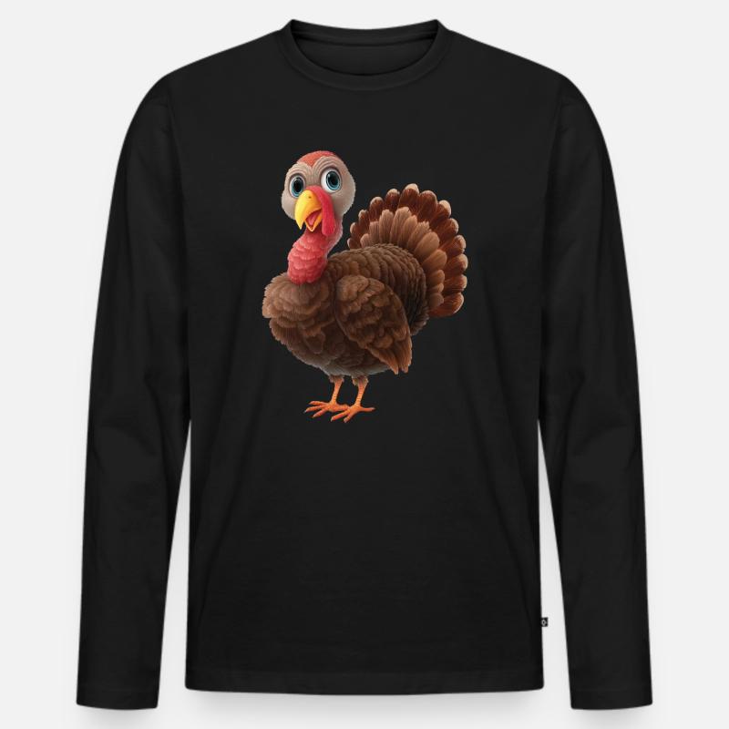 Truthahn - Männer Premium Bio Langarmshirt - Schwarz