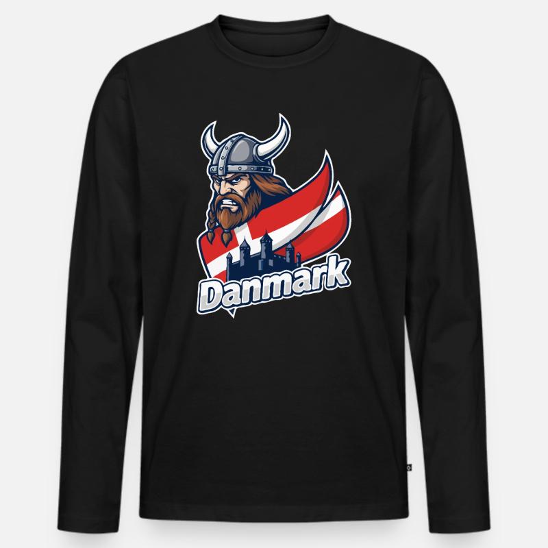 Dänemarks Wikingeremblem - Männer Premium Bio Langarmshirt - Schwarz