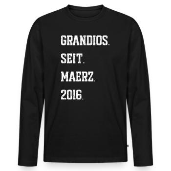 Geburtstag März 2016 - Männer Premium Bio Langarmshirt - Schwarz - Vorne - Nico (187cm)