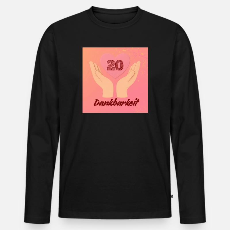 Zwanzig Jahre Dankbarkeit Herz - Männer Premium Bio Langarmshirt - Schwarz