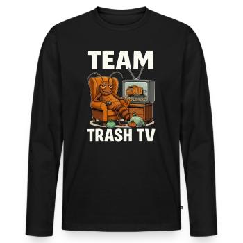 Team Trash TV - T-shirt manches longues Premium bio Homme - noir - Devant - Nico (187cm)