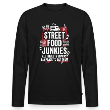 Street Food Junkies Snack Paradise - Men's Premium Organic Long Sleeve Shirt - black - Front - Nico (187cm)
