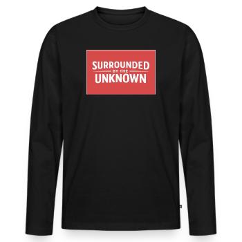 Entouré par l’inconnu - T-shirt manches longues Premium bio Homme - noir - Devant - Nico (187cm)