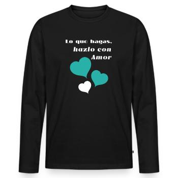 Lo_que_hagas-_hazlo_con_amor - T-shirt manches longues Premium bio Homme - noir - Devant - Nico (187cm)