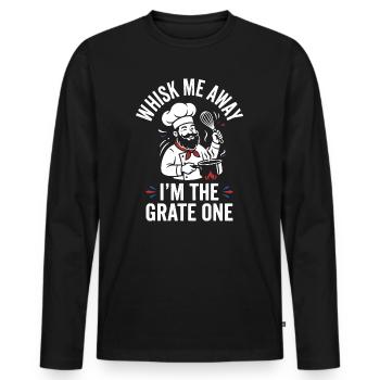 Grate Chef Whisk Master - Men's Premium Organic Long Sleeve Shirt - black - Front - Nico (187cm)