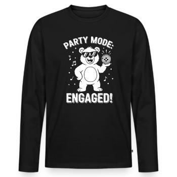 Partymodus Bär: Engaged! - Männer Premium Bio Langarmshirt - Schwarz - Vorne - Nico (187cm)