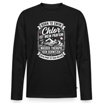 Le chlore est mon parfum : style nage - T-shirt manches longues Premium bio Homme - noir - Devant - Nico (187cm)