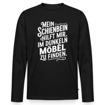 Mein Schienbein hilft Möbel im Dunkeln - Männer Premium Bio Langarmshirt - Schwarz - Vorne - Nico (187cm)