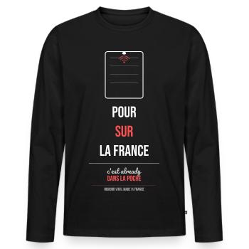Pour Sur La France Humour Viral Made France - T-shirt manches longues Premium bio Homme - noir - Devant - Nico (187cm)