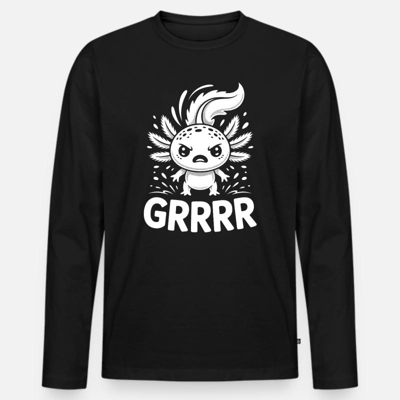 Grump Axolotl - Männer Premium Bio Langarmshirt - Schwarz