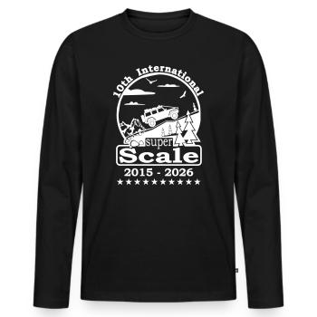 Logo 2026 weiß - Männer Premium Bio Langarmshirt - Schwarz - Vorne - Nico (187cm)