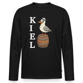 Kiel Seagull - Men's Premium Organic Long Sleeve Shirt - black - Front - Nico (187cm)