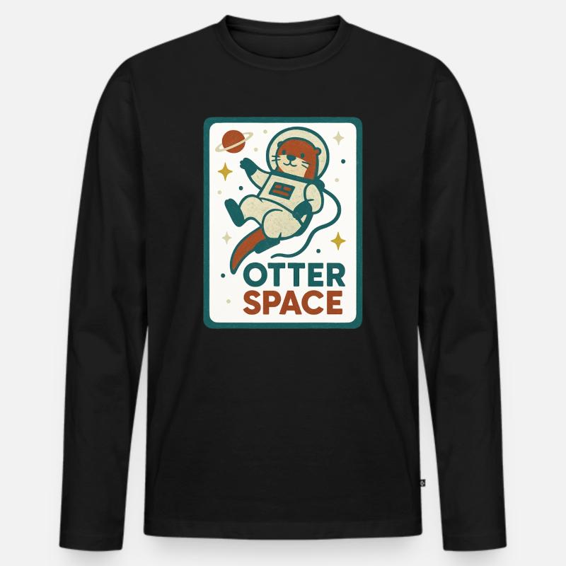Otter Space Astronaut - Männer Premium Bio Langarmshirt - Schwarz