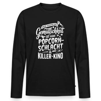 Popcornschlacht und Killer-Kino Horror - Männer Premium Bio Langarmshirt - Schwarz - Vorne - Nico (187cm)