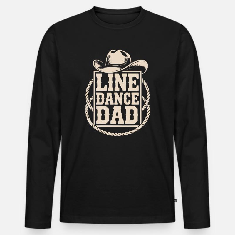 Line Dance Vater - Männer Premium Bio Langarmshirt - Schwarz