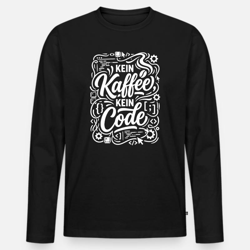 Kein Kaffee kein Code Informatiker - Männer Premium Bio Langarmshirt - Schwarz