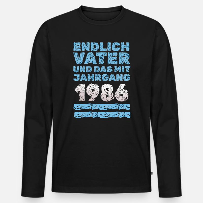 1986 - Männer Premium Bio Langarmshirt - Schwarz