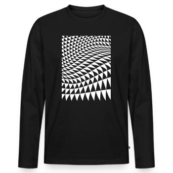 Optische Dreiecks-Warp - Männer Premium Bio Langarmshirt - Schwarz - Vorne - Nico (187cm)