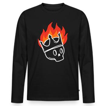 Flaming Crown Skull Edgy Skeleton King - Men's Premium Organic Long Sleeve Shirt - black - Front - Nico (187cm)