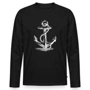 Anchored Nautical Silhouette - Men's Premium Organic Long Sleeve Shirt - black - Front - Nico (187cm)