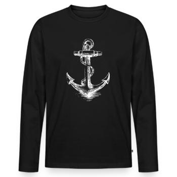 Anker-Emblem Nautisches Abschlag - Männer Premium Bio Langarmshirt - Schwarz - Vorne - Nico (187cm)