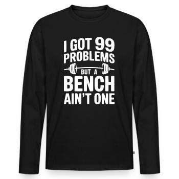 Ich habe 99 Aufgaben, aber eine Bank ist keine davon - Männer Premium Bio Langarmshirt - Schwarz - Vorne - Nico (187cm)